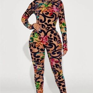 Fashion Nova Vibrant Floral Jumpsuit